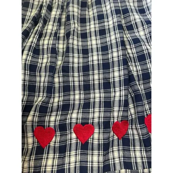 Vtg The Eagles Eye Primitive Plaid Embroidered Heart Skirt XL Valentine Country - Picture 5 of 10